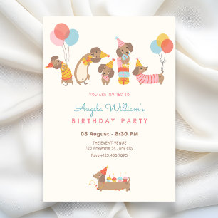 Invitation Fête d'anniversaire de chiens mignons