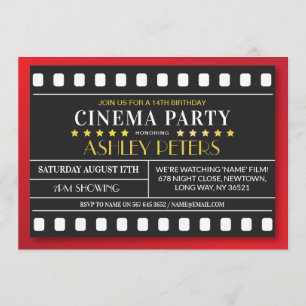 Invitation Fête d'anniversaire de cinéma tout film de théâtre