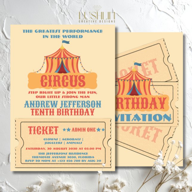 Invitation Fête d'anniversaire de cirque Carnaval (Créateur téléchargé)