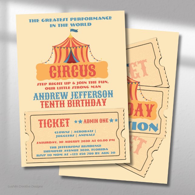 Invitation Fête d'anniversaire de cirque Carnaval (Créateur téléchargé)