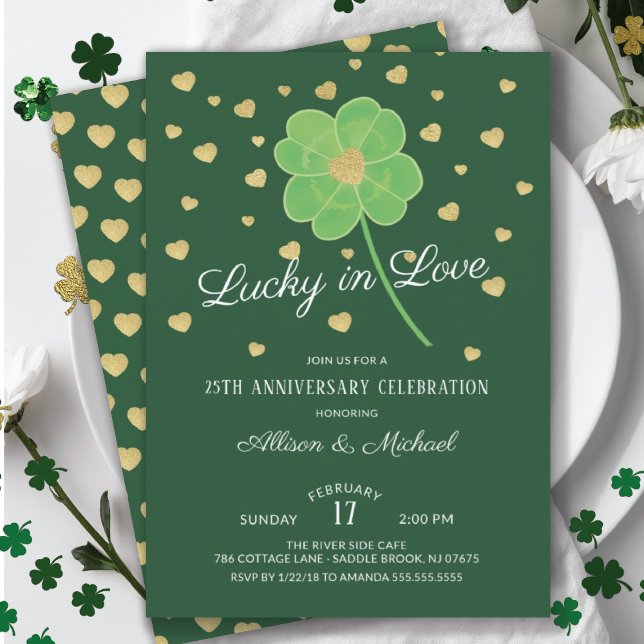 Invitation Fête d'anniversaire de Clover Chanceux en Amour (Créateur téléchargé)