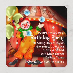 Invitation Fête d'anniversaire de clown de cirque jongleur