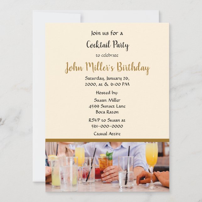 Invitation Fête d'anniversaire de cocktail moderne (Devant)