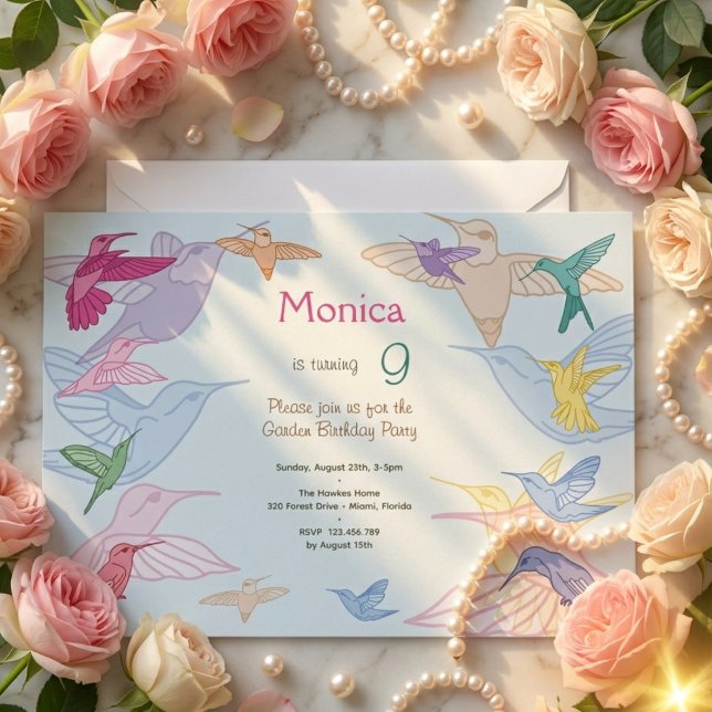 Invitation Fête d'anniversaire de colibris (Créateur téléchargé)