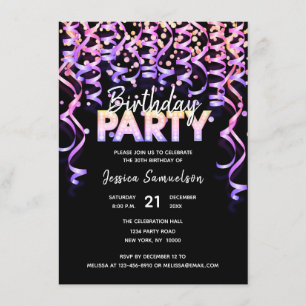 Invitation FÊTE D'ANNIVERSAIRE DE CONFetti