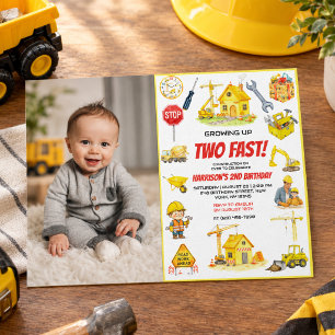 Invitation Fête d'anniversaire de construction à l'aquarelle