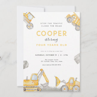 Invitation Fête d'anniversaire de construction de garçon de c