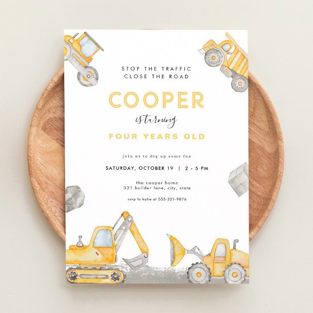 Invitation Fête d'anniversaire de construction de garçon de c (Créateur téléchargé)