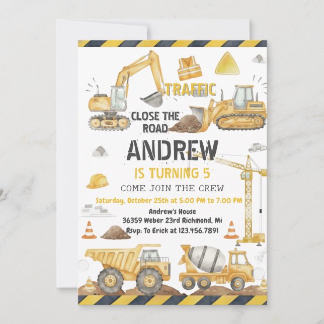 Invitation Fête d'anniversaire de construction moderne person (Devant)