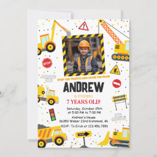 Invitation Fête d'anniversaire de construction personnalisée 