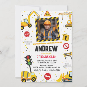 Invitation Fête d'anniversaire de construction personnalisée