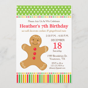 Invitation Fête d'anniversaire de Cookie Gingerbread