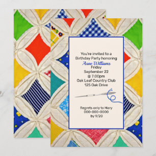 Invitation Fête d'anniversaire de courtepointe de fenêtre de