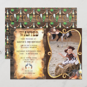 Invitation Fête d'anniversaire de cow-boy de rodéo western ru