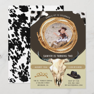 Invitation Fête d'anniversaire de cow-boy de rodéo western ru