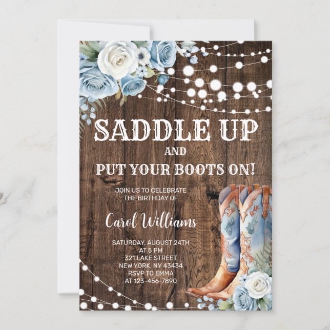 Invitation Fête d'anniversaire de cowgirl occidentale (Devant)