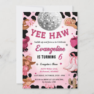 Invitation Fête d'anniversaire de cowgirl rose sauvage person