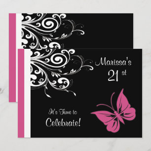 Invitation Fête d'anniversaire de Cranberry Pink