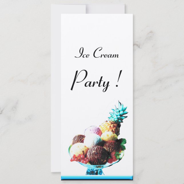 Invitation FÊTE D'ANNIVERSAIRE DE CRÈME DE GLACE argent noir  (Devant)