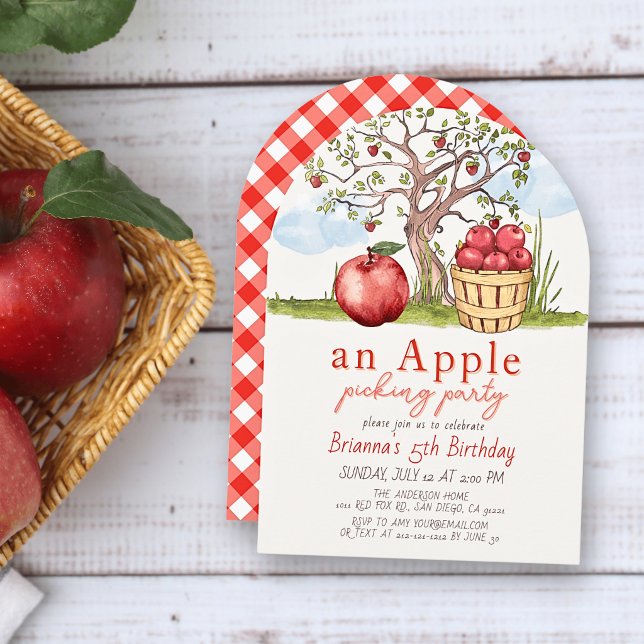 Invitation Fête d'anniversaire de cueillette de pommes sous l (Créateur téléchargé)
