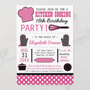 Invitation Fête d'anniversaire de cuisine de cuisine