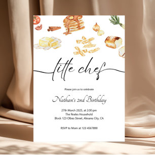 Invitation Fête d'anniversaire de cuisine minimaliste Petit c