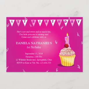Invitation Fête d'anniversaire de Cupcake de petites