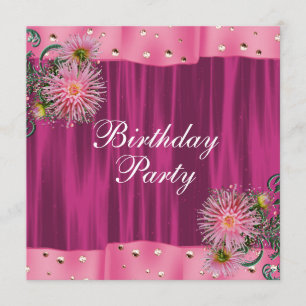 Invitation Fête d'anniversaire de Dahlia rose chaud