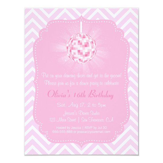 Invitation Fete D Anniversaire De Danse De Disco De Chevron Zazzle Fr