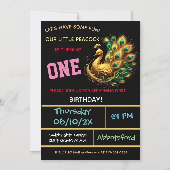 Invitation Fête d'anniversaire de Dark Peacock - 1 an! (Devant)