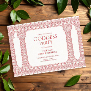 Invitation Fête d'anniversaire de déesse avec temple rose