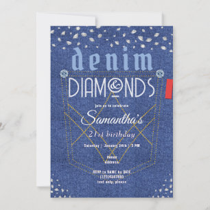 Invitation Fête d'anniversaire de Denim et Diamonds