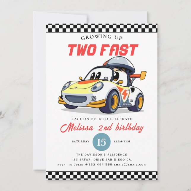 Invitation Fête d'anniversaire de deux ans pour un garçon de  (Devant)