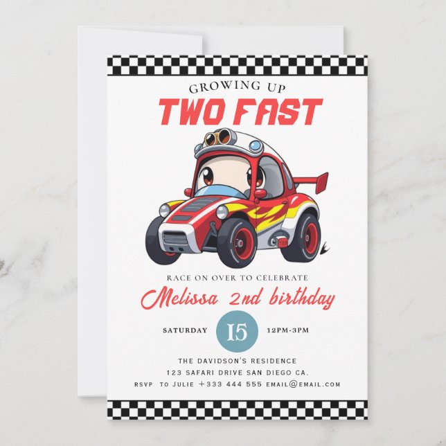 Invitation Fête d'anniversaire de deux ans pour un garçon fan (Devant)