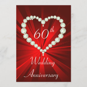 Invitation Fête d'anniversaire de diamant de cœur d'amour