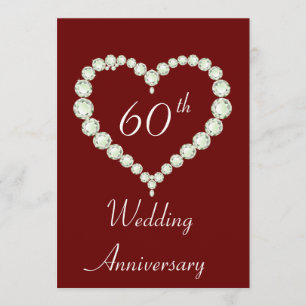 Invitation Fête d'anniversaire de diamant de cœur d'amour