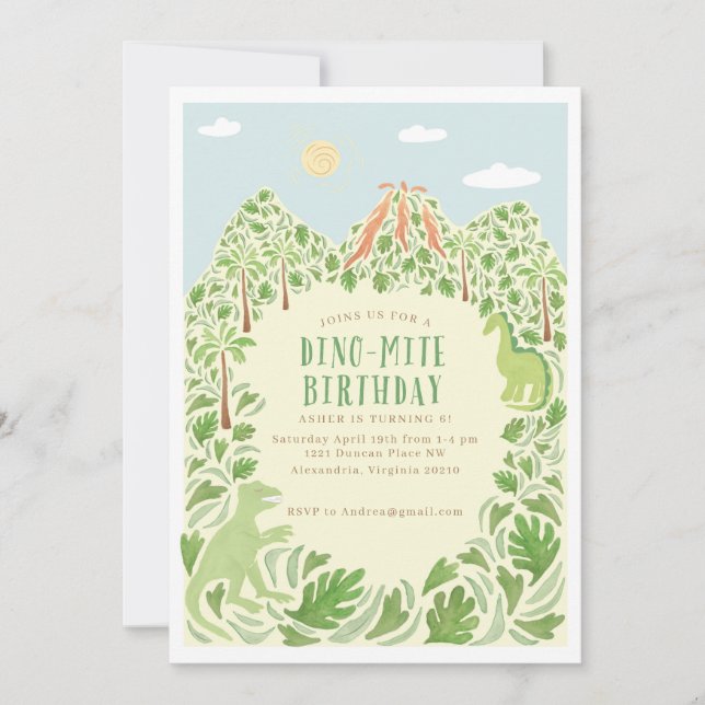 Invitation fête d'anniversaire de Dino-mite (Devant)