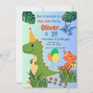 Invitation Fête d'anniversaire de Dino-mite - Anniversaire de