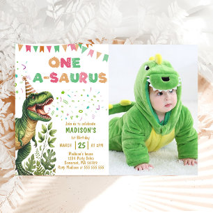 Invitation Fête d'anniversaire de Dinosaur One-A-Saurus 1ère 