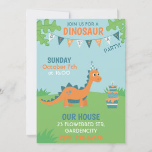 Invitation Fête d'anniversaire de Dinosaur paysage préhistori