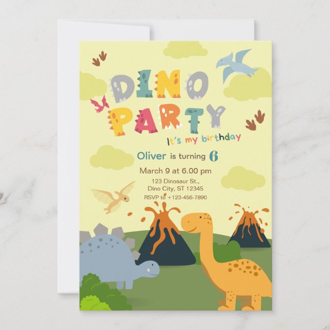 Invitation Fête d'anniversaire de dinosaure (Devant)