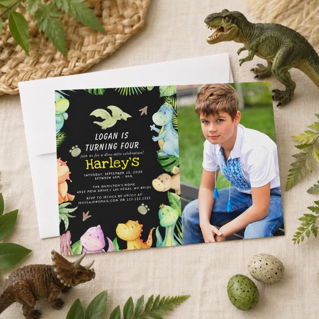 Invitation Fête d'anniversaire de dinosaure  (Dinosaur Birthday Party Invitation)