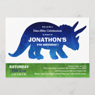 Invitation Fête d'anniversaire de dinosaure de Triceratops