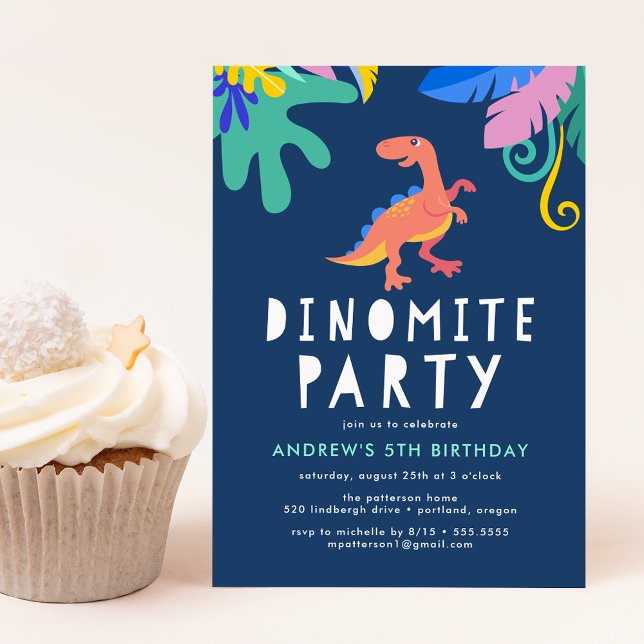 Invitation Fête d'anniversaire de dinosaure Dinomite (Créateur téléchargé)
