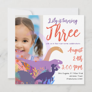 Invitation Fête d'anniversaire de dinosaure formidable pour l
