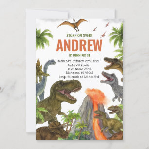 Invitation Fête d'anniversaire de dinosaure personnalisée