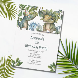 Invitation Fête d'anniversaire de dinosaure pour garçons 4ème