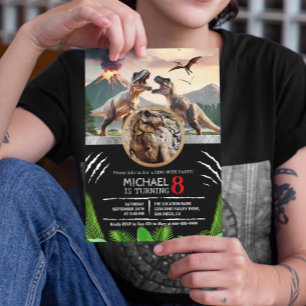 Invitation Fête d'anniversaire de dinosaure préhistorique T-r