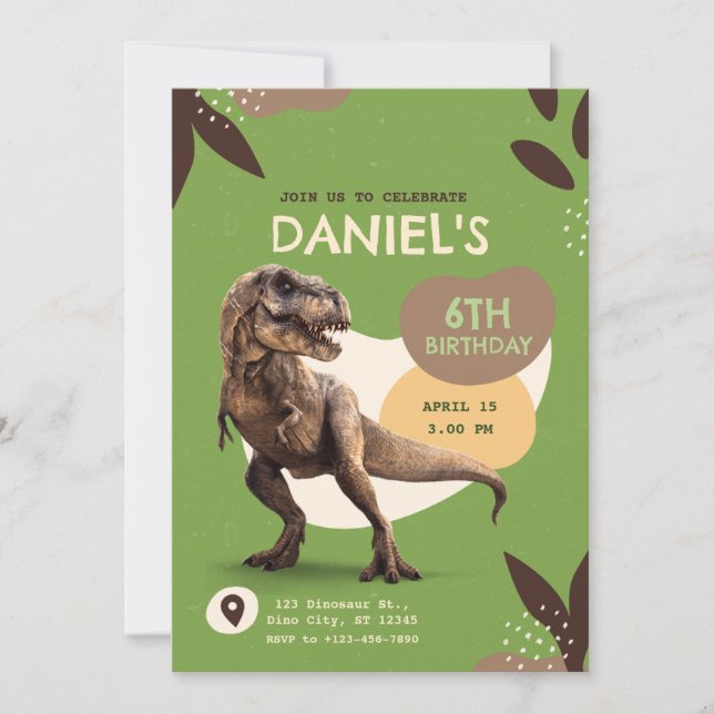 Invitation Fête d'anniversaire de dinosaure T-Rex (Devant)