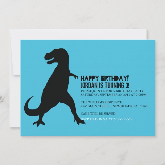 Invitation Fête d'anniversaire de dinosaure | T-Rex (Devant)